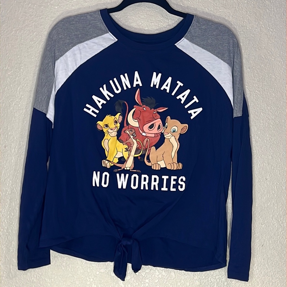 Disney Hakuna Matata Timon and Pumba Long Sleeve T-shirt Front Tie B14